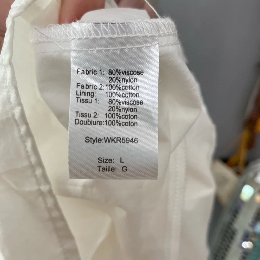 ❌SOLD❌ELAN RHODE TANK DRESS MIXED MEDIA TIERED STRETCH POCKETS WHITE LARGE - Picture 13 of 13